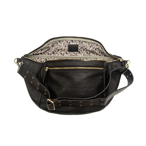 Joy Susan Womens Vegan Leather Mel Large Sling Crossbody Bag - Black - color: Black
