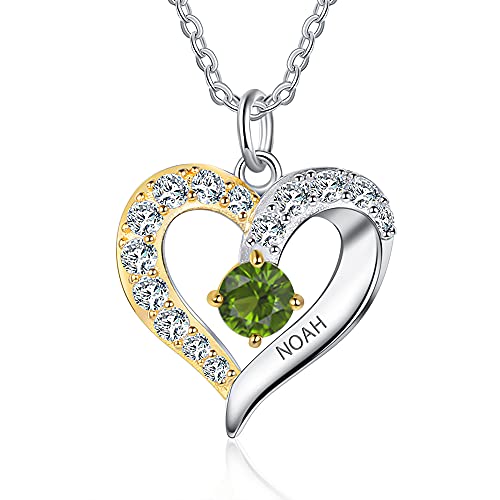 GLAMCARAT Personalized Mothers Necklace with Birthstones customized jewelry - style: 1 stone & 1 name