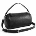Prite Crossbody Bag for Women Vegan Leather Minimalist Cylinder Shoulder Bag with Adjustable Strap Soft Barrel Purse - color: Black