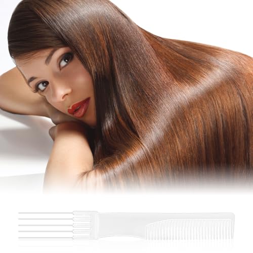 2pcs Teasing Combs with Metal Prong, Double-Head Hair Picking Comb Fork Comb Tool for Women Fine & Thick Hair Styling Salon - Fluffing & Styling (White)