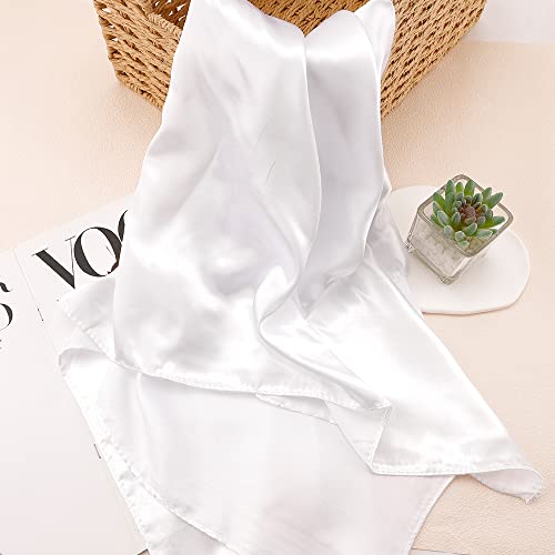 NZKNP Silk-Like Head Scarf - Women's Bandana Wraps - color: 15-white, size: 35"*35"