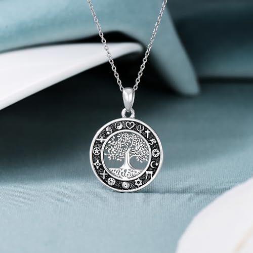 Sterling Silver Scottish Thistle/Cross/Tree of Life/Shamrock/Lotus/Rose Necklace for Women Cross Rose Flower Lotus Flower Pendant Jewelry Gifts for Women Wife Girlfriend Girls Mom Daughter - color: Tree of Life Coexist