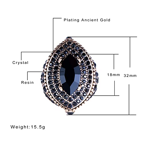 Women Ring - 32mm Turkish Style Gemstone Women Jewelry J0769 - color: Black