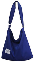 Covelin Women's Retro Large Size Canvas Shoulder Bag Hobo Crossbody Handbag Casual Tote - color: Blue