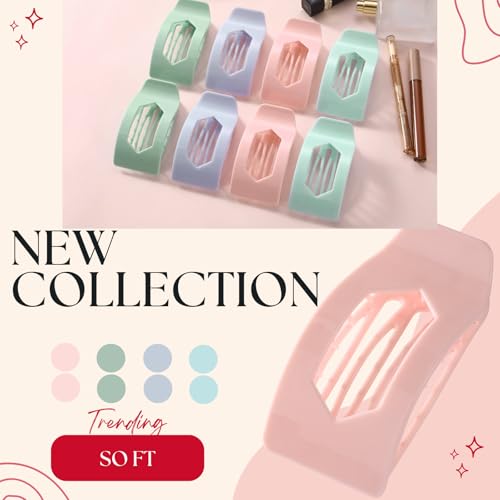 8 Pack Pastel Flat Hair Clips for Girls – Large Cute Glossy No-Slip Claw Clips for Thick & Thin Hair in Pink, Blue, Green, Purple, Soft Color Aesthetic Hair Accessories for Teen or Preppy Style - color: Colorful