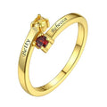 Custom4U Personalized 1-4 Birthstone Rings for Women Promise Rings for Her Sterling Silver Mothers Ring Customized Cubic Zirconia Stones Wedding/Valentine's Day/Mother's Day Jewelry Gift for Mom Wife - color: B-2 Names-Gold