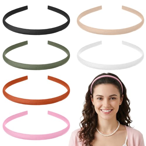 Ymapinc 6 PCS Fabric Headbands, Cute Cloth Headbands for Women | Non Slip Soft Thin Headband Pack for Makeup/Washing Face (6 Color)