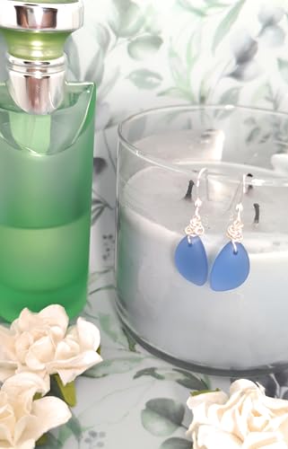 Popular Recycled Sea Glass Earrings on Sterling Silver Hooks - color: Periwinkle 2