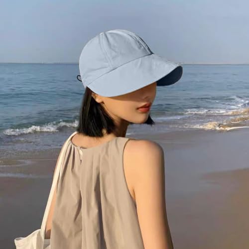 huablo UPF 50+ Womens Sun Hat Wide Brim Sun Hat UV Protection Hiking Fishing Hat Adjustable Head Circumference for Easy Carry - color: Blue