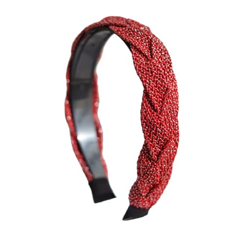 Braided Headband for Women-Vintage Fabric High Crown Headband with Non-Slip Teeth, Cute Boho Knotted Hair Band for Women & Teens (31-Red, One Size) - color: 31-Red