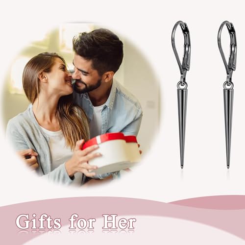 Leverback Earrings Dangle Earrings for Women Dangly Earrings Anniversary Birthday Gifts for Women - style: Spike Dangle Earrings-Black