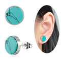 Tibetan Turquoise Earrings 925 Sterling Silver Post Stud Boho Gemstone Hypoallergenic Handmade Earrings for Women Trendy Fashion - style: Pie style