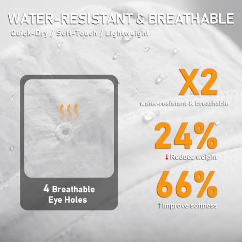 Water-Resistant Bucket Hat for Women Men Rain Hat UPF 50+ Boonie Sun Hat Foldable Summer Floppy Fishing Safari Hats - color: White