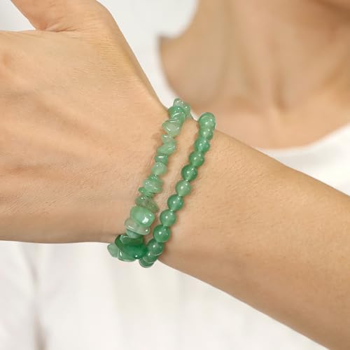 Healing Crystal Bracelets for Women 2 PCS 6mm Natural Stone Bracelet Stretch Crystal Beaded Bracelets Handmade Gemstone Bracelet Jewelry Gifts Christmas Gifts for Women Girls - style: amazonite