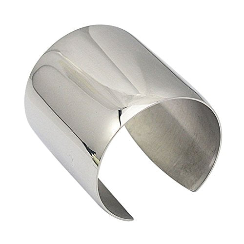 Stainless Steel Smooth Polished Open Cuff Bangle Bracelet for Women Lady Girls Gift - color: Silver