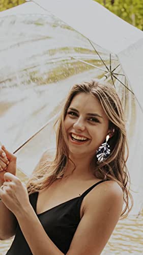 ARATLENCH Acrylic Pendant necklace Earrings – Long Statement Leaf Charm Necklace Tortoise Resin Palm Leaf Earrings Fashion Necklaces Earrings for Women - color: white black earrings