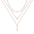Turandoss Gold Layered Necklaces for Women - 14K Gold Plated Handmade Multilayer Bar Pearls Coin Disc Moon Butterfly Medallion Adjustable Dainty Layered Choker Necklaces for Women Jewelry - style: 3PCS 14k-rose-gold-plated - Chain&Triangle&Bar
