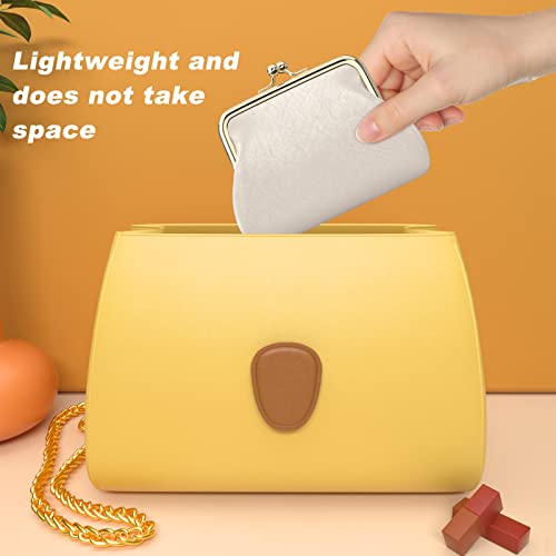 Coin Purse, Small PU Leather Change Purse, Coin Wallet with Clasp, Car Change Holder Pouch for Woman Men Kids Girls, Apricot - color: Apricot