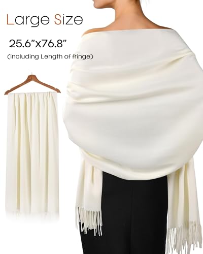 FURTALK Pashmina Shawl Wraps for Women Evening Dresses Blanket Scarves Fashion Scarf Wedding Gifts - color: 03-cream