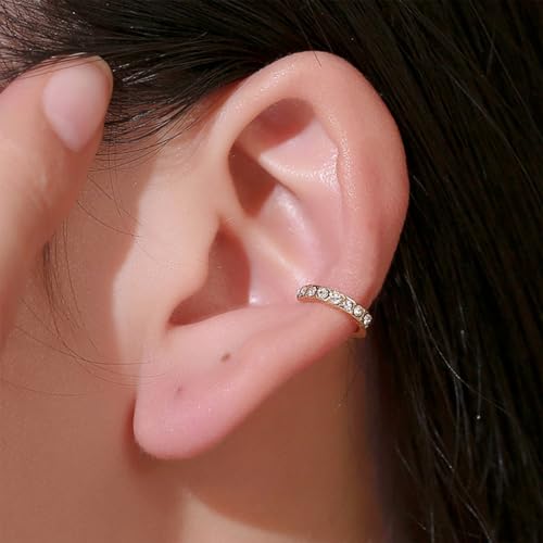 Ear Cuffs Non Piercing 14K Gold Plated Ear Cuff Earrings for Women Trendy Clip on Cartilage Earring Stacks Non Pierced Adjustable Fake Earrings Set Jewelry - color: B1:gold chain ear cuff 3pcs
