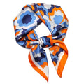 Stlvoll 27.5" Silk Neck Scarf of Women's Fashion Head Scarf Square Neck Satin Scarfs for Bag Hair Scarves Gift - color: Orange/Blue