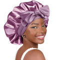 YANIBEST Adjustable Satin Bonnet for Sleeping Women Double Layer Hair Wrap Reduce Friction Prevent Frizz Natural Curly Hair - color: Purple