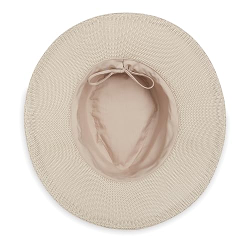 Wallaroo Hat Company Women's Victoria Fedora – UPF 50+ UV Protection, Wide Brim, Packable & Adjustable Sun Hat - color: Stone, size: Medium