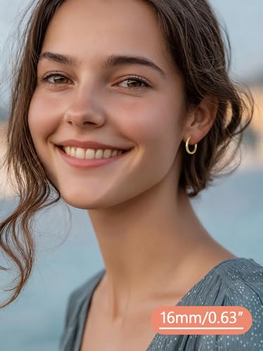 FaithHeart 925 Sterling Silver Post Huggie Hoop Earrings for Women, Silver Small Hoop Earring, Hypoallergenic Cartilage Earrings for Women - color: 01. Blank-Gold, size: 16mm