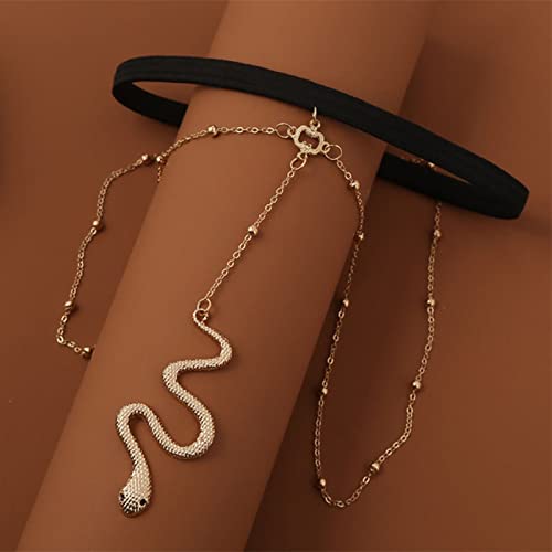 Boho Snake Thigh Chain Gold Serpent Leg Chain Snake Pendant Leg Chain Animals Statement Thigh Chain Festival Summer Beach Body Chain Jewelry for Women and Girls