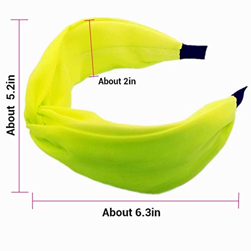 2 Pieces Knotted Headbands Fluorescent Turban Hairband Wide Hair Hoops for Women Girls Hair Accessories