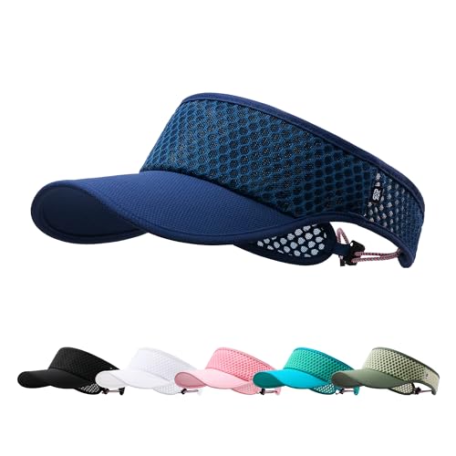 AUSFLUG Sun Visor Hat Men Women - Wide Brim Quick Dry Adjustable Cap, Lightweight for Golf Tennis Pickleball Beach - color: Blue