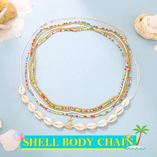 Layered Shell Waist Chain Beaded Belly Chain Fashion Beach Rave Body Accessories for Women