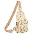 SILKAREA Canvas Sling Bag for Wome Crossbody Purse Small Sling Backpack Purse Travel Hiking Chest Bag Daypack - color: Embroidered Chamomile
