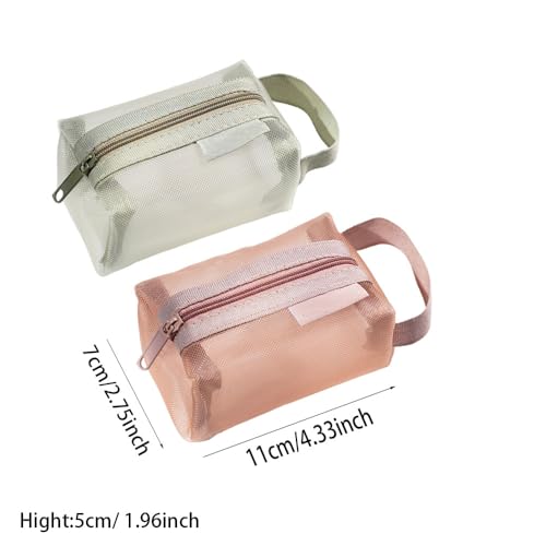 3pcs Portable Square Mesh Storage Bag,Zippered Cosmetic Bag,Small Square Mesh Coin Purse Travel Storage Carry Pouch (Green, Pink, Blue) - color: Green+Pink+Blue