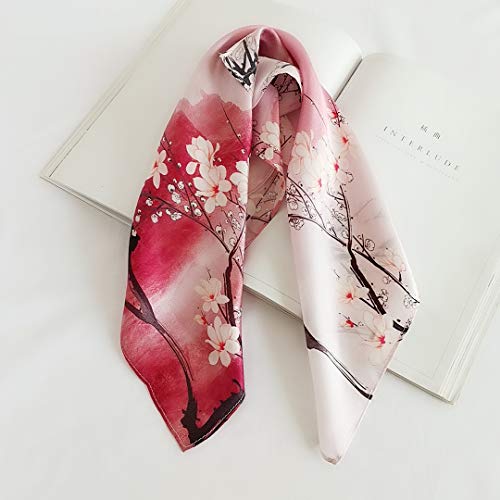 FONYVE 100% Mulberry Silk Scarfs for Women-Lightweight Square Satin Head Scarf-Small Silk Hair Scarf for Sleeping 21"x21" - color: 08 Gradient Red