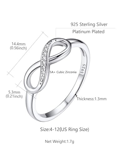 Custom4U Personalized Mothers Ring with 1-5 Birthstones Names Engraved 925 Sterling Silver/14K White Gold Plated Birthstone Rings for Women Promise Ring Birthday Jewelry Gifts for Mom Grandmother Wife - color: Silver Infinity Ring (No Custom)
