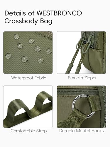 WESTBRONCO Small Crossbody Bags for Women Nylon with Adjustable Strap, Zipper Crossbody Purse, 1L Shoulder Bag for Travel - color: Green
