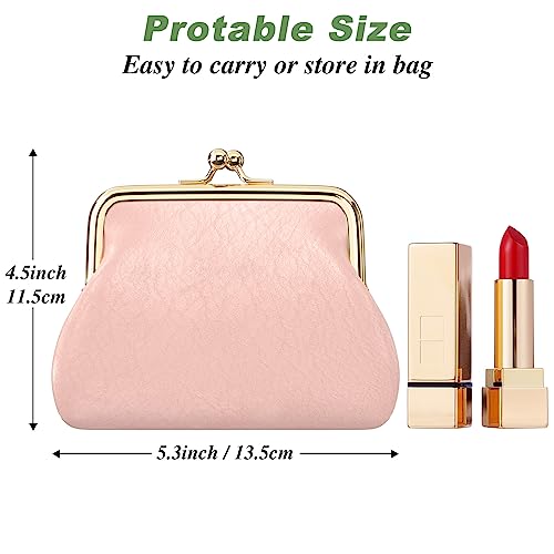 Coin Purse, Small PU Leather Change Purse, Coin Wallet with Clasp, Car Change Holder Pouch for Woman Men Kids Girls, Pink - color: Pink