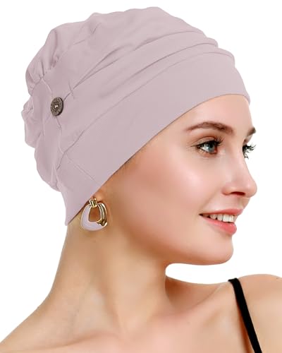 osvyo Cotton Chemo Turbans for Women Cancer Hairloss hat - Cotton Lightweight Headwear Sealed Packaging - color: Cotton Crepe Pink