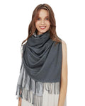 maamgic Women's Winter Scarf Soft Warm Scarf for Women Cozy Shawl Wraps for Women Lightweight Pashmina Style Wrap - color: Dark Gray and Grey