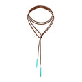 ONLYJUMP Boho Turquoise Leather Choker Necklace for Women Bohemian Handmade Leaf Layered Black Brown Suede Western Cowlady Necklace Western Country Party Jewelry Gifts - style: Brown