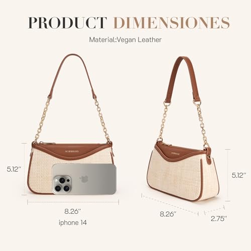 Missnine Purses for Women, Shoulder Bag Small Handbags Vegan Leather Underarm Bags Trendy Hobo Cute Clutch Purse - color: Brown+beige