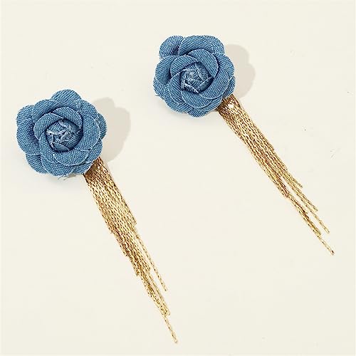 Large Denim Earrings for Women Blue Boho Westen Flower Dangle Earrings Trendy Birthday Christmas Jewelry Gift - color: A-Flower1(Gold)