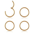 4Pcs 16G 18G 20G Surgical-Steel-Piercing-Ring-Nose-Rings-Hinged-Hoop-Earrings,6mm 8mm 10mm 12mm Seamless Stainless Steel Clicker Eyebrow Septum Piercing Hoop,Sliver Black Gold Rose Gold Rainbow Body Jewelry Set - color: 18G 8mm Gold