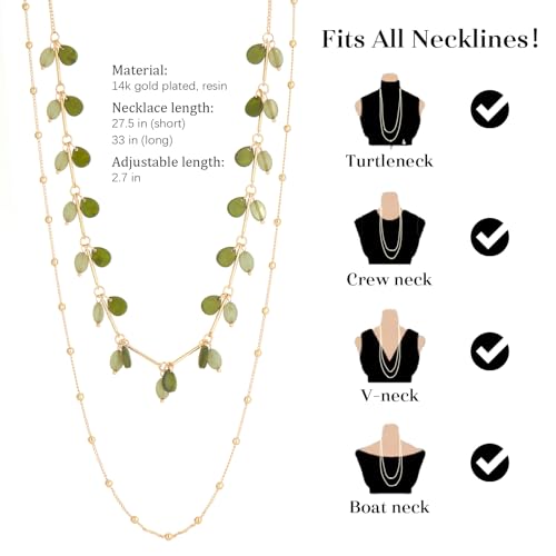 BULINLIN Layered Long Necklaces for Women Long Beaded Chain Necklace CostumeJewelry Mothers Day Gifts for Mom - color: Green
