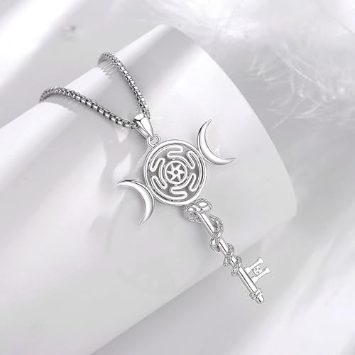 INFUSEU Mystical Hecate Triple Moon Goddess Necklaces, Divine Feminine Protection Gifts - style: Hecate Key
