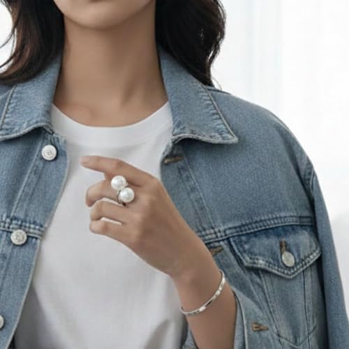Korean Style Gemstone Hanbok Ring for Women – Adjustable Cherry Ring Traditional Korean Jewelry, Gift Box Option, Fashion Accessory for Daily & Special Occasions - color: White