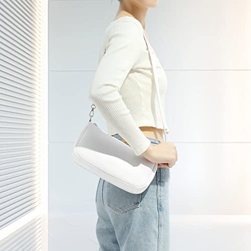 Loiral Small Purse for Women, Retro Classic Tote HandBag Shoulder Bags Clutch Purse - color: 1 White(mooth)