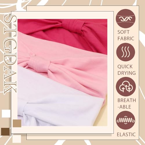 Pink Valentine's Day Headbands For Women Wide Head Bands Soft Turban Knotted Hair Wraps Large Elastic Hair Band Fashion Sweatband For Women Girls Yoga Running Valentine's Day Gift - color: Style 150