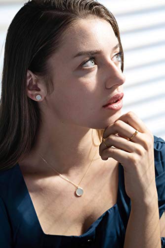 S.Leaf Gold Stud Earrings for Women Sterling Silver Gold plated Hypoallergenic Shell Mother of Pearl Post Earrings for Women Birthday Gifts - color: A01_Shell_7mm_Gold